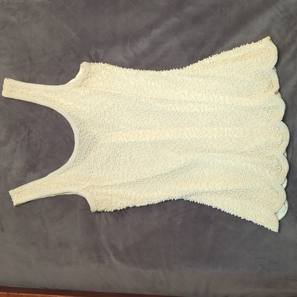 Vintage Lawrence Kazar Silk Beaded Pearls Top, Small